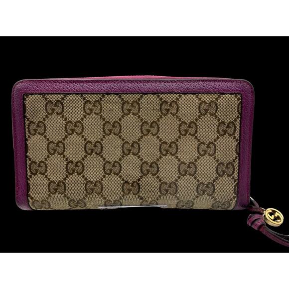 GUCCI GG Supreme Canvas Zip-Around Women's Wallet โ Pink Leather Trim | COA - Picture 1 of 15